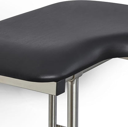 32" x 22.5" Black Padded Wall Mount Folding Left-Handed Transfer Bench Shower Seat with Legs, ADA Compliant
