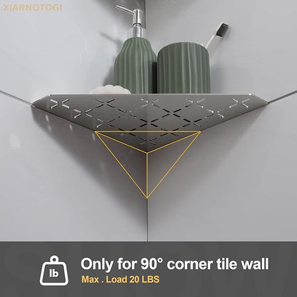 Recessed Corner Shower Shelf, 10" SUS304 Stainless Steel, Heavy Duty Shower Shelf, Grout in Bathroom Shelves for Tile Walls (2 Pack, Cross-Brushed)