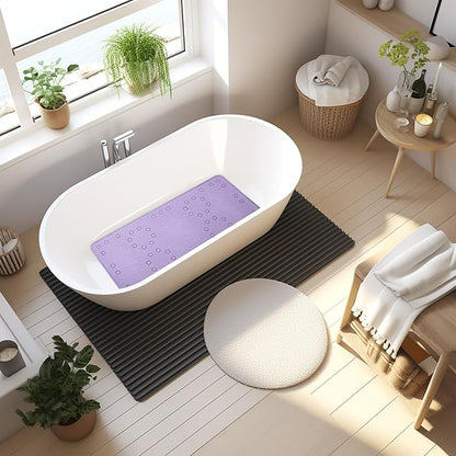Double Layer Foam Non Slip Bathtub Mat 37x17in, More Comfortable and Thicker Tub Mat Than Ordinary Foam Shower Mat, Bath Mat for Tub with Suction for Comfort and Safety (P-Purple, 36'' x 17'')