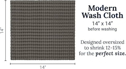 GILDEN TREE Waffle Bath Towels Wash Cloths for Showering, Exfoliating Washcloth Quick Dry Towel, Face Towels for Washing Face Cotton Washcloths Set of 4, Modern Style (Stone)