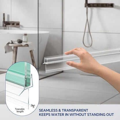 2-Pack Frameless Shower Door Bottom Seal (3/8" X 39") Clear Glass Seal Strip Shower Door Sweep - Stop Shower Leaks