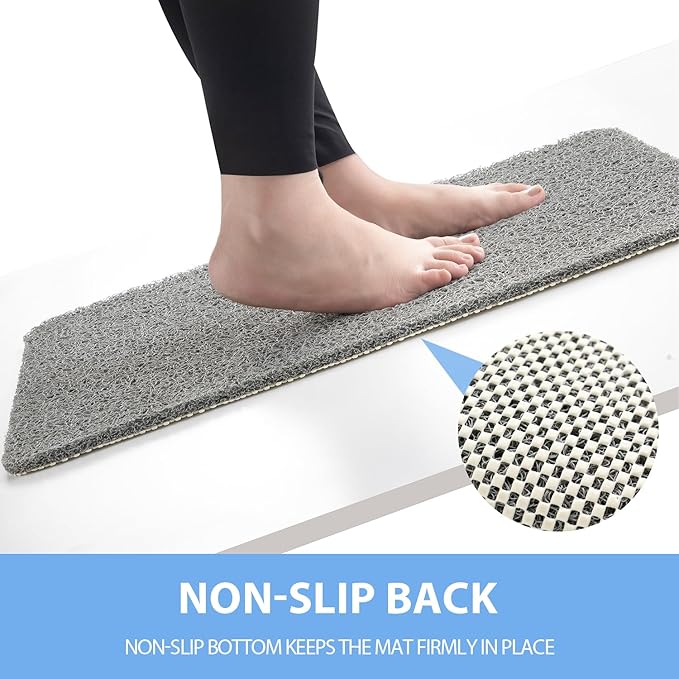 Non-Slip Bathtub Mat, Anti Slip Shower Mat, Fast Drying Bathtub Mats, Foot Scrubber Mat, Anti Slip Mat for Tub, Floor, Bathroom, Kitchen, Home, Hotel (Grey 59"×17.3")