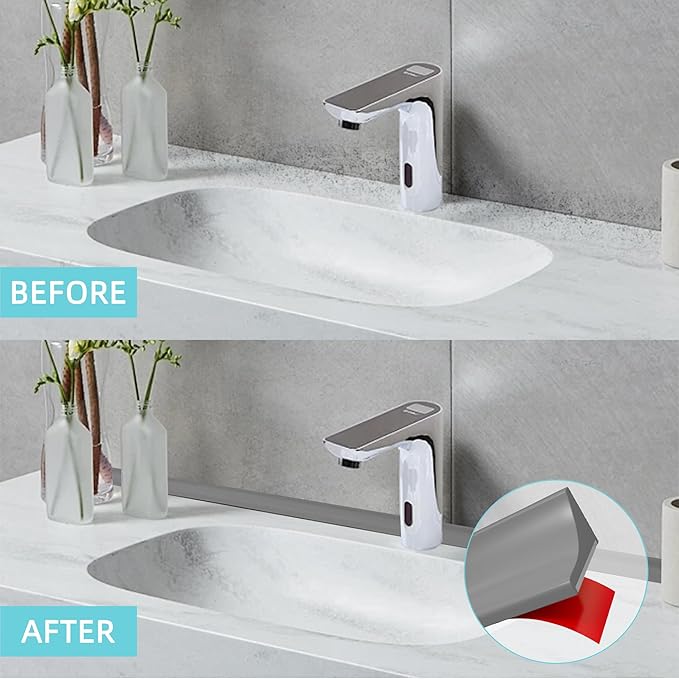 Shower Threshold Water Dam,Walk in Shower Water Guard, Shower Dam Water Barrier Bathroom Sink Splash for Dry And Wet Separation Caulk Seal Strip Edge Trim (39Inch, Gray)