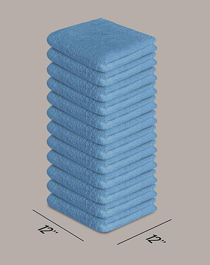 Softolle 100% Cotton Washcloths 24 Pack (12x12 Inches) Soft, Highly Absorbent Washcloth, Face Towels, Wash Cloths for Face, Ring Spun, Bulk Pack (Sky Blue)