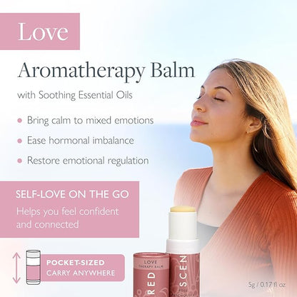 Scentered Aromatherapy Balm Stick - Love - Rose Essential Oils Rub On for Emotional Regulation & Balance - Rose, Cedarwood, Ylang Ylang - Self-Care Stocking Stuffers for Women
