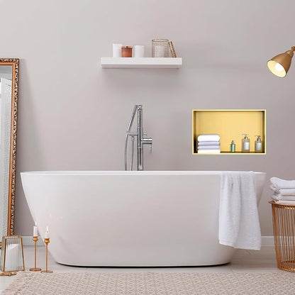 SaniteModar Shower Niche, Stainless Steel Shower Niche 12" X 24" No Tile Needed, Recessed for Bathroom Storage, Brushed Gold (Brushed Gold, 12x24)