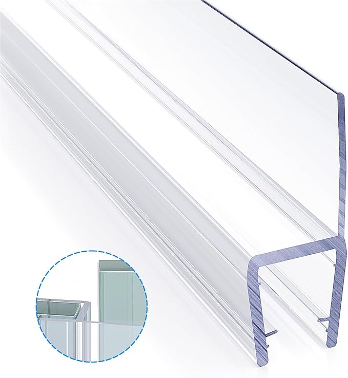 Shower Door Side Seal, 3Pack Shower Door Side Sweep Strip, Frameless Glass Doors Seal Strip for 3/8'' (10mm) Thick Doors, Showers Water Guard & Barrier 39.3'' x 0.39''