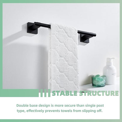 Suyar Matte Black Bathroom Towel Holder, SUS 304 Stainless Steel Short Hand Towel Bar for Wall, 13.78 Inch