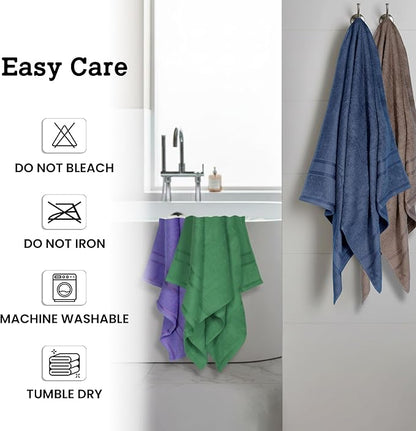 Casa Lino Multicolor II Bath Towels Set of 4 (54" x 27") - Large Bathroom Towel Set - 100% Cotton Towels for Bathroom - Highly Absorbent & Quick Dry Bath Towel Multipack - New Apartment Essentials