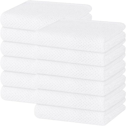 Homaxy 100% Cotton Waffle Weave Kitchen Dish Towels, Ultra Soft Absorbent Quick Drying Cleaning Towel, 13 x 28 Inches, 12-Pack, White