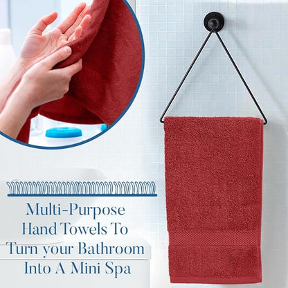 DAN RIVER 6-Pack Premium Christmas Hand Towels (16x28 Inches) - 100% Cotton, Ultra Soft, Lightweight, Highly Absorbent Towels for Bathroom, Gym, Salon, Hotel, and Travel - 550 GSM - Red & Green Combo