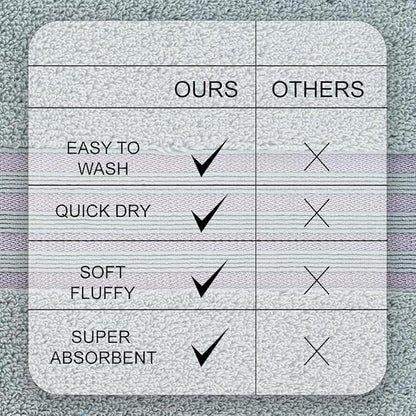 CASA COPENHAGEN Zero Twist, 6 Pieces Set 100% Cotton 0" Twist Towel Set- Grey Violet, 600 GSM, 2 Bath, 2 Hand, 2 Washcloths Made from Egyptian Cotton, Ultra Soft Luxury Towels for Bathroom