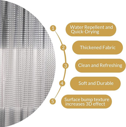 NTBAY EVA Semi-Transparent Clear Shower Curtain with Gray and White Gradient, Water-Repellent Liner with 3 Magnets for Bathroom, 72x72 Inches