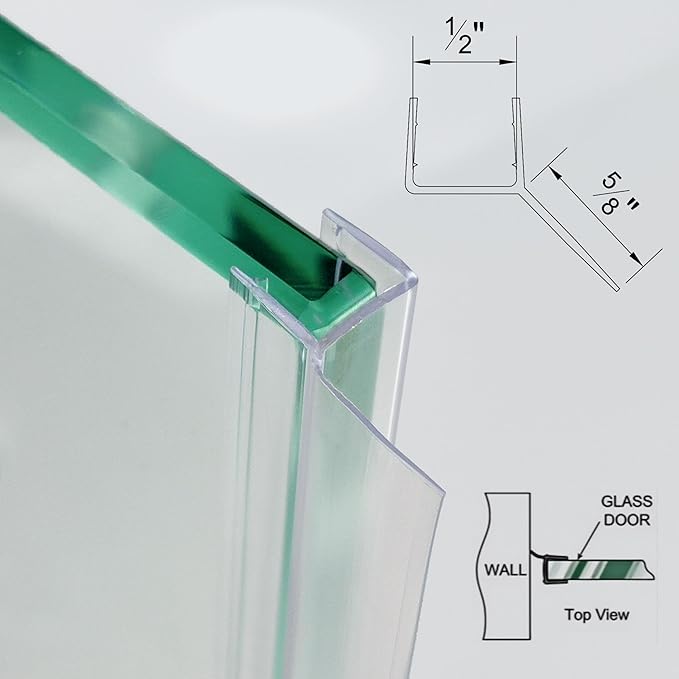 Shower Door Seal Strip Kit 3 Packs, 2 PCS 80" Shower Door Side Seals and 1 PC 36" Shower Door Sweep Bottom Seal for 1/2" (12mm) Thick Glass Shower Door Polycarbonate