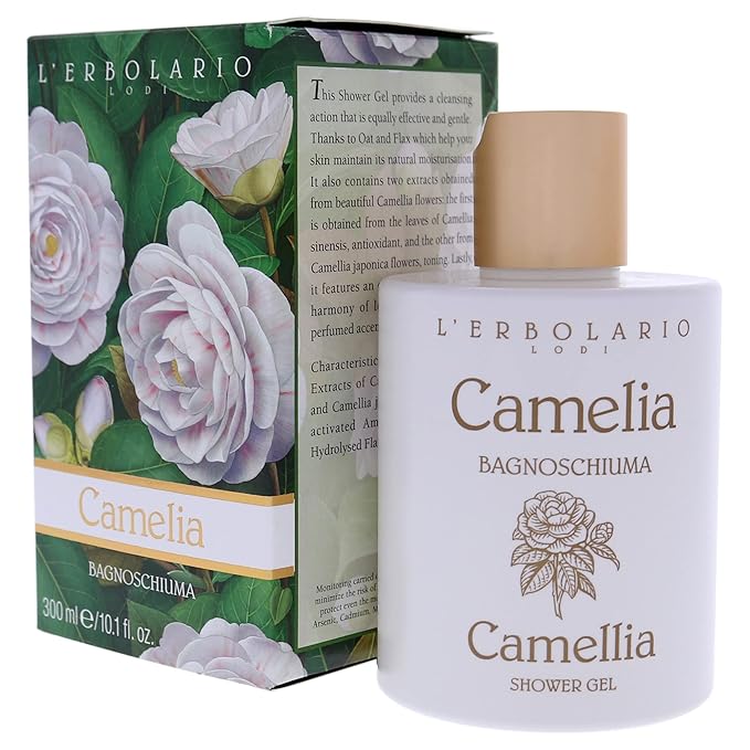 L'Erbolario Shower Gel – Antioxidant-Rich Moisturizing Body Wash – Firming and Soothing Body Soap with Floral Scent for Daily Use – Camellia - 10.1 oz
