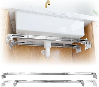 Undermount Sink Brackets Heavy Duty 880 lbs Adjustable Stainless Steel Sink Support Bar 28–39.4 inches (71–100 cm) Horizontal Space Saving Kitchen & Bathroom Installation Parts Kit