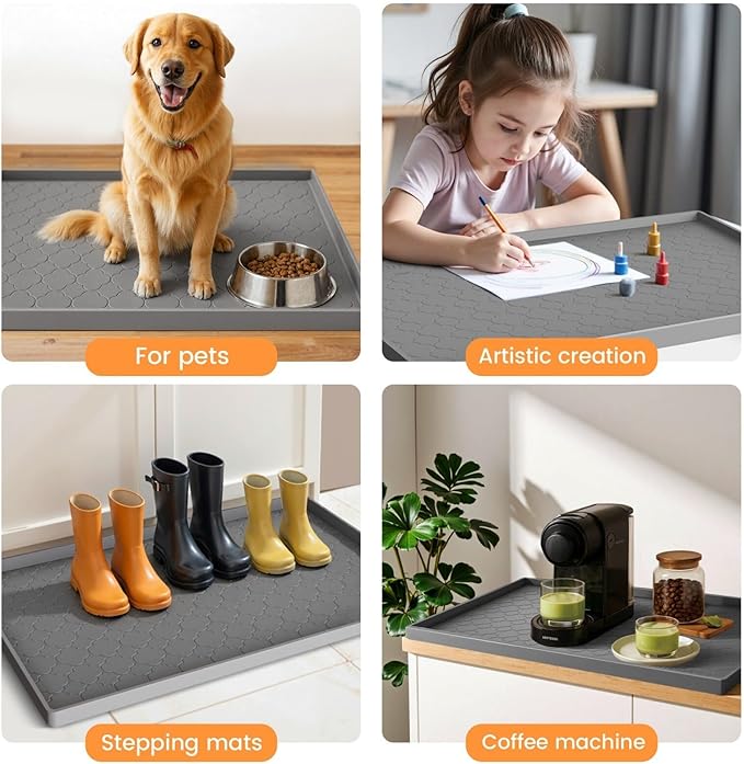 Jin&Bao Waterproof Under Sink Mat 28" x 19", Thick Silicone Mat Cabinet Protector for Kitchen and Bathroom, Shelf Liner, Home Organizer and Storage, Multipurpose Tray for Gadgets and Essentials