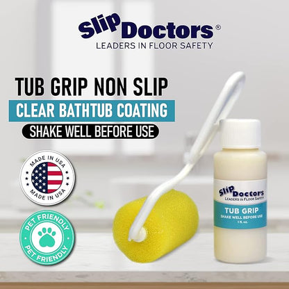 Anti-Slip Bath & Shower Floor Solutions (2 Bottles) – Tub Grip – Barefoot Friendly Non-Slip Coating Fixes Slippery Fiberglass & Acrylic Showers & Tubs