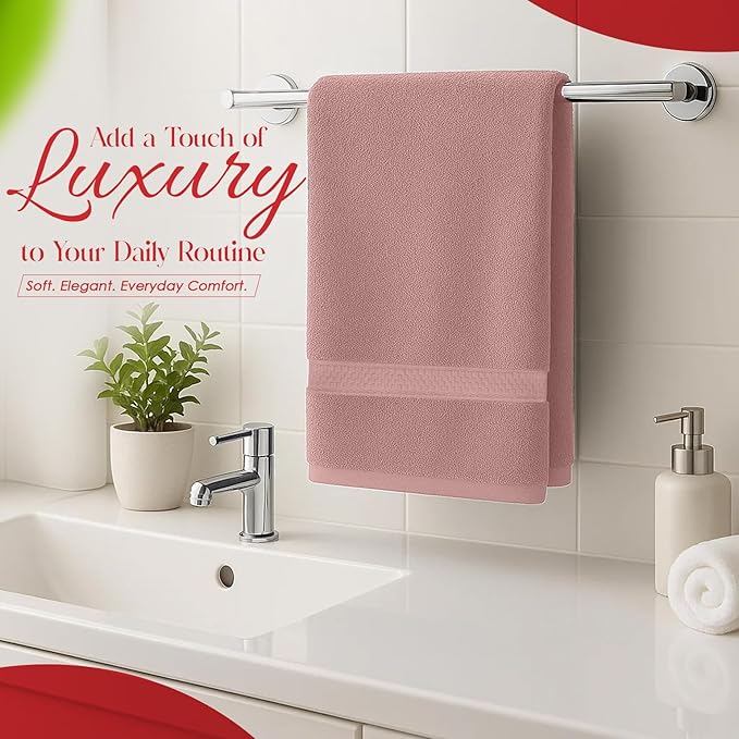 RIVERSIDE 6 Pack Premium Hand Towels Set, 16x28 inches, 100% Ring Spun Cotton, 600 GSM, Soft, Quick Dry and Highly Absorbent, Towels for Bathroom, Kitchen, Gym, Spa - Dusty Rose