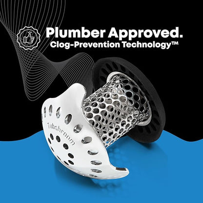 TubShroom Ultra Revolutionary Bath Tub Drain Protector Hair Catcher/Strainer/Snare, Stainless Steel, Stainless Combo