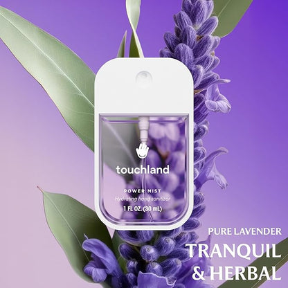 Touchland Hydrating Hand Sanitizer Spray, BLOSSOM Trio Set (Lavender, Vanilla, Rainwater), 1 FL. OZ. Travel Size Power Mist Sprays (Set of 3)