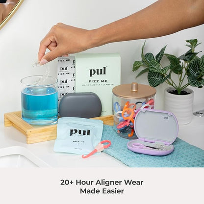 PUL Aligner Cleaner Tablets (Pack of 30) – For Cleaning Invisalign, All Clear Aligners & Retainers – Removes Odor, Stains, Plaque – Cleans Dentures, Night & Mouth Guards, All Dental Removables