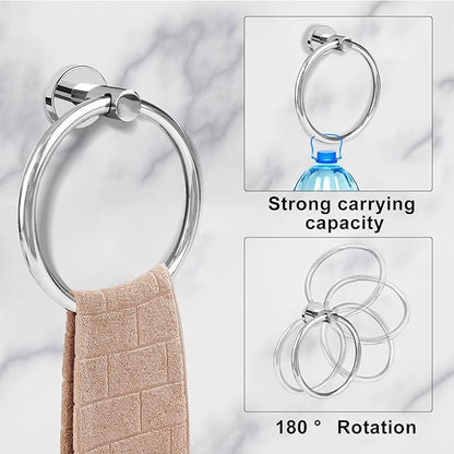 Cilee 8 Piece Polished Chrome Bathroom Hardware Set, 24inch Bathroom Towel bar+Towel Ring+Toilet Paper Holder+ Robe Towel Hook, SUS304 Stainless Steel Bathroom Accessory Set