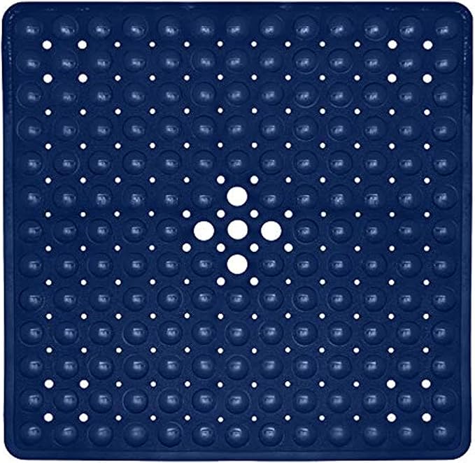 ENKOSI 21 x 21 inch Square Non-Slip Shower Mat – Anti-Slip Shower Mats for Inside Shower – Secure Grip for Shower Stall Floors – Quick-Dry with Drain Holes (21x21 Navy Blue)