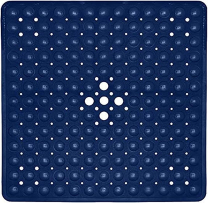 ENKOSI 21 x 21 inch Square Non-Slip Shower Mat – Anti-Slip Shower Mats for Inside Shower – Secure Grip for Shower Stall Floors – Quick-Dry with Drain Holes (21x21 Navy Blue)