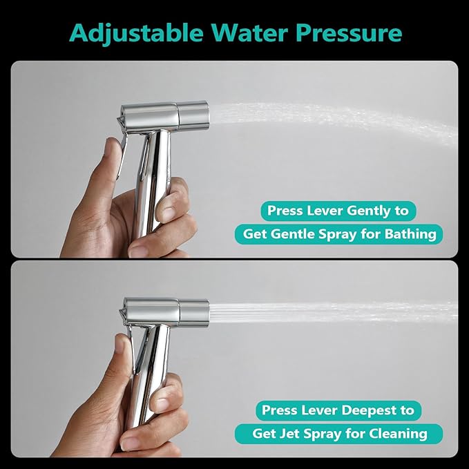 BARROCK Chrome Handheld Bidet Sprayer for Toilet,Stainless Steel Baby Cloth Diaper Jet Spray Kit,Bathroom Toilet Bidet Attachment Set with Adjustable Water Pressure for Bathing Pets and Feminine Wash