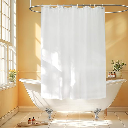 Waterproof Fabric Small Shower Curtain with 3 Weighted Magnets, 60 x 60 inch White Cloth Shower Liner Washable for Walk in Tub, RV Shower Curtains for Camper