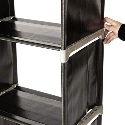3-Tier 9-Cube Storage Shelf Organizer, Metal Tube and Non-Woven Fabric Storage Rack for Bathroom, Bedroom, or Living Room, Space-Saving & Easy to Assemble