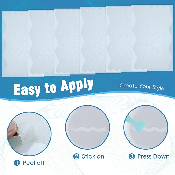 S&X 24 Pcs Anti Slip Shower Stickers, Invisible Clear High Traction Bathtub Strips, Wave Shape Safety Decals for Bath Tub Shower Wet Tiles & Stairs with Scraper
