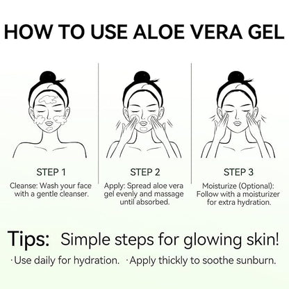 Pure & Organic Aloe Vera Gel for Sunburn Relief, After Sun Lotion for Face & Body Skin Care, Daily Facial Moisturizer & Acne Spot Treatment 7 OZ