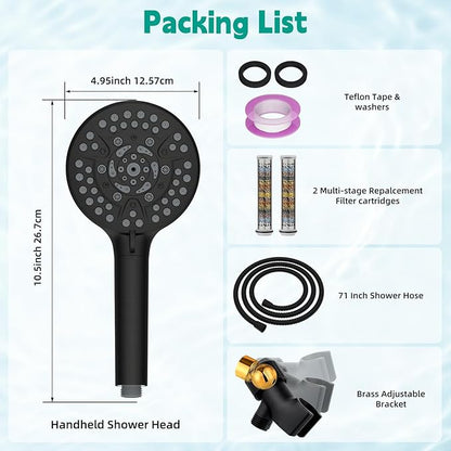Hibbent Filtered Shower Head with Handheld, High Pressure 10 Spray Showerhead with Filters, Water Softener for Hard Water-Remove Chlorine, Reduces Dry Itchy Skin, Oil-Rubbed Bronze