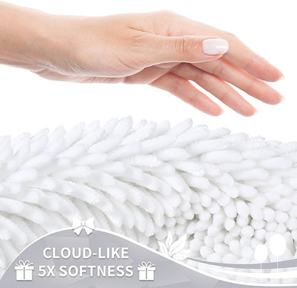 Yimobra Large Bathroom Rug Non Slip 36x24 Inch, Extra Thick Soft Absorbent Chenille Bath Mat, Machine Washable Quick Dry Bath Rugs for Bathroom Floor, Tub and Shower, Home Decor Accessories, White