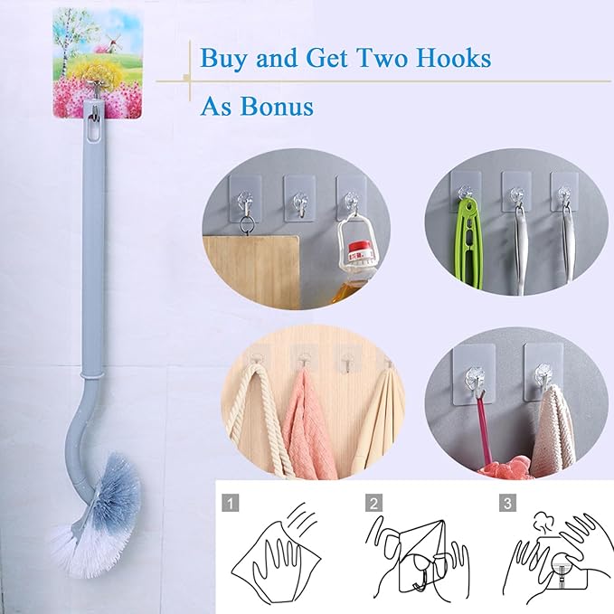 2 Pack Curved Toilet Bowl Brush Without Holder for Bathroom, Compact Toilet Brush Durable Under The Rim Household Deep Cleaning Brushes (Gray Toilet Brush Without Holder)