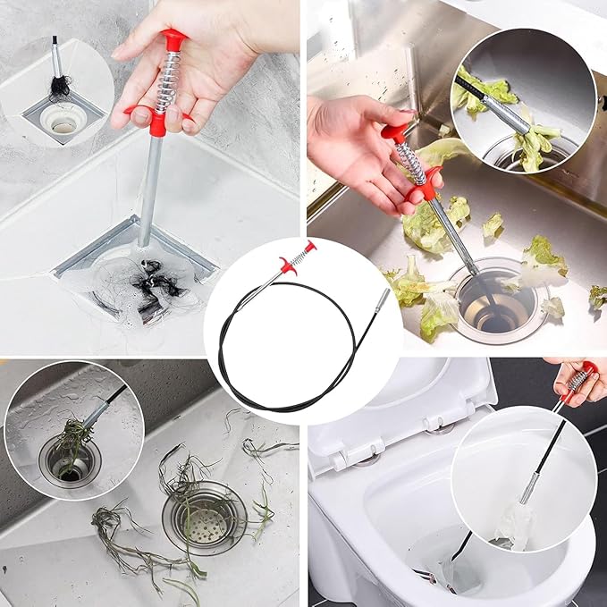 Drain Snake,76 inch Flexible Grabber Claw Pick Up Reacher Tool,Drain Clog Remover - Gutter Cleaning Tools for Home Sink, Bathroom Tub,Drain, Toilet, Tight Spaces
