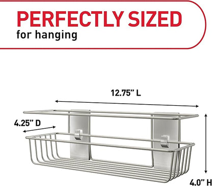 Command Shower Caddy Matte Black with Water Resistant Strips, Bathroom Organizer, Holds up to 6.5 lbs