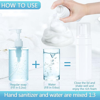 Foam Pump Bottle 150ml/5 oz Empty Plastic Foam Dispenser Pump Bottle Travel Large Refillable BPA Free Lotion Bottles for Shampoo Shower Hand Soap Foaming (6 Pack) White