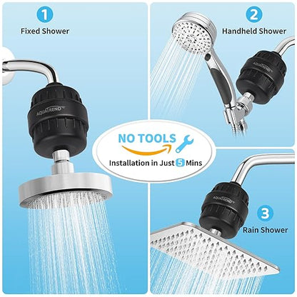 Shower Filter For Hard Water, 25 Stage Shower Head Filter For Removing Chlorine And Fluoride, Water Filter For Shower Head, Improve Your Skin Hair Nail Health, Matte Black