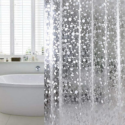 WELTRXE Shower Curtain Liner Waterproof, 8G Thick EVA, Heavy Duty Shower Liner with Magnets, 3D Pebble Bath Curtain for Stall, Bathtubs Bathroom, 72 x 72, 12 Hooks