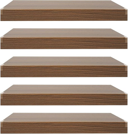 33 Inch Floating Shelves for Wall, 16 Inch Deep Hanging Shelf, Large Display & Storage Shelf for Bathroom, Bedroom, Living Room, Set of 5 (Dark Wood Color, 33 Inch)