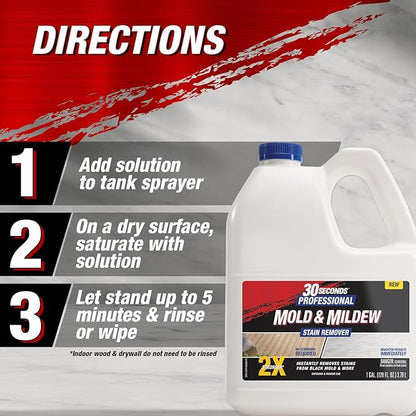 30 SECONDS Pro Mold and Mildew Stain Remover | Scrub Free | Brighter Results Instantly | Ready To Use | 1 Gallon (4 PACK)