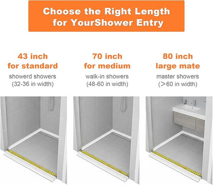 3.8'' High Shower Threshold Water Dam Collapsible 70IN Shower Water Splash Guard for Shower Water Blocker for Wet and Dry Separation Bathroom and Kitchen (70 Inch)