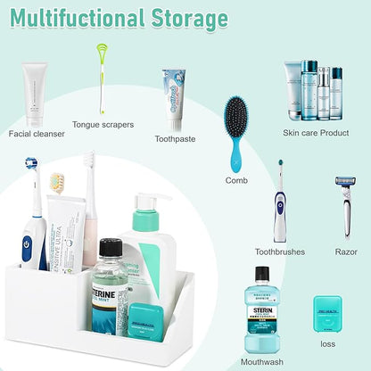 Diatomite Toothbrush Holders for Bathrooms, Quick Dry Electric Tooth Brush and Toothpaste Organizer Bathroom Accessories for Countertop, Vanity, Sink - White