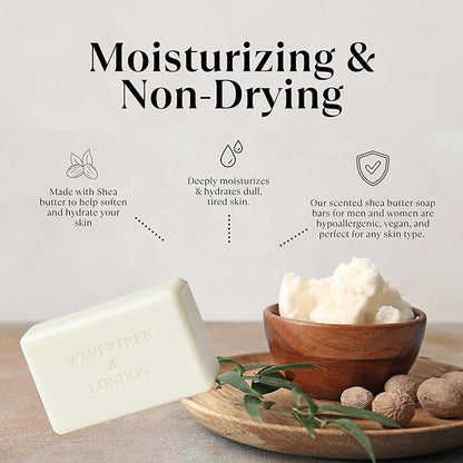 Wavertree & London Noir Scented Natural Soap (2 Bars), 7oz Moisturizing French Triple Milled Soap Bars enriched with shea butter - Pure Plant Oil Bath & Body Bars for All Skin Types