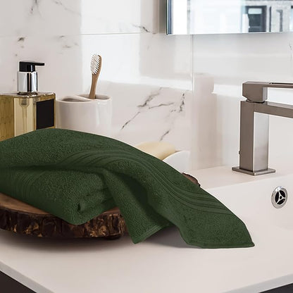 BOUTIQUO Ultra Soft Cotton 6 -Piece Hand Towel Set 16x24 Inch, Ideal for use in Bathroom, Kitchen, Gym, Spa & General Cleaning, Compact & Lightweight Multi Purpose Hand Towels - Olive Green