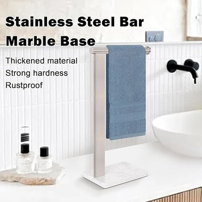 Stainless Steel L-Shaped Hand Towel Holder, SUS304 Bathroom Towel Rack with Thickened Base for Countertop Vanity (Brush Nickel, Square Base)