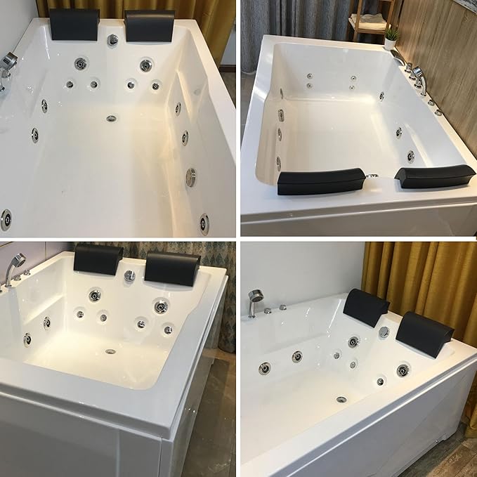 Empava Whirlpool Bathtub 71 Inch,2 Person Whirlpool Tubs With 16 Jets,Jetted Bathtub,Acrylic SPA Bath Tub,Hydro Massage Bathtub With Right Drain,3-Side Apron,White